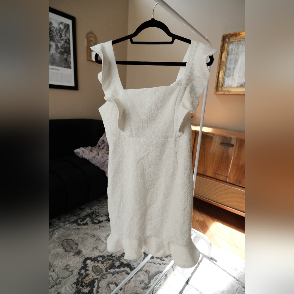 Bardot Cream Ruffle Mini Dress